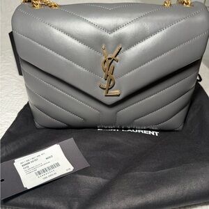Saint Laurent Silver Quilted Shoulder Bag